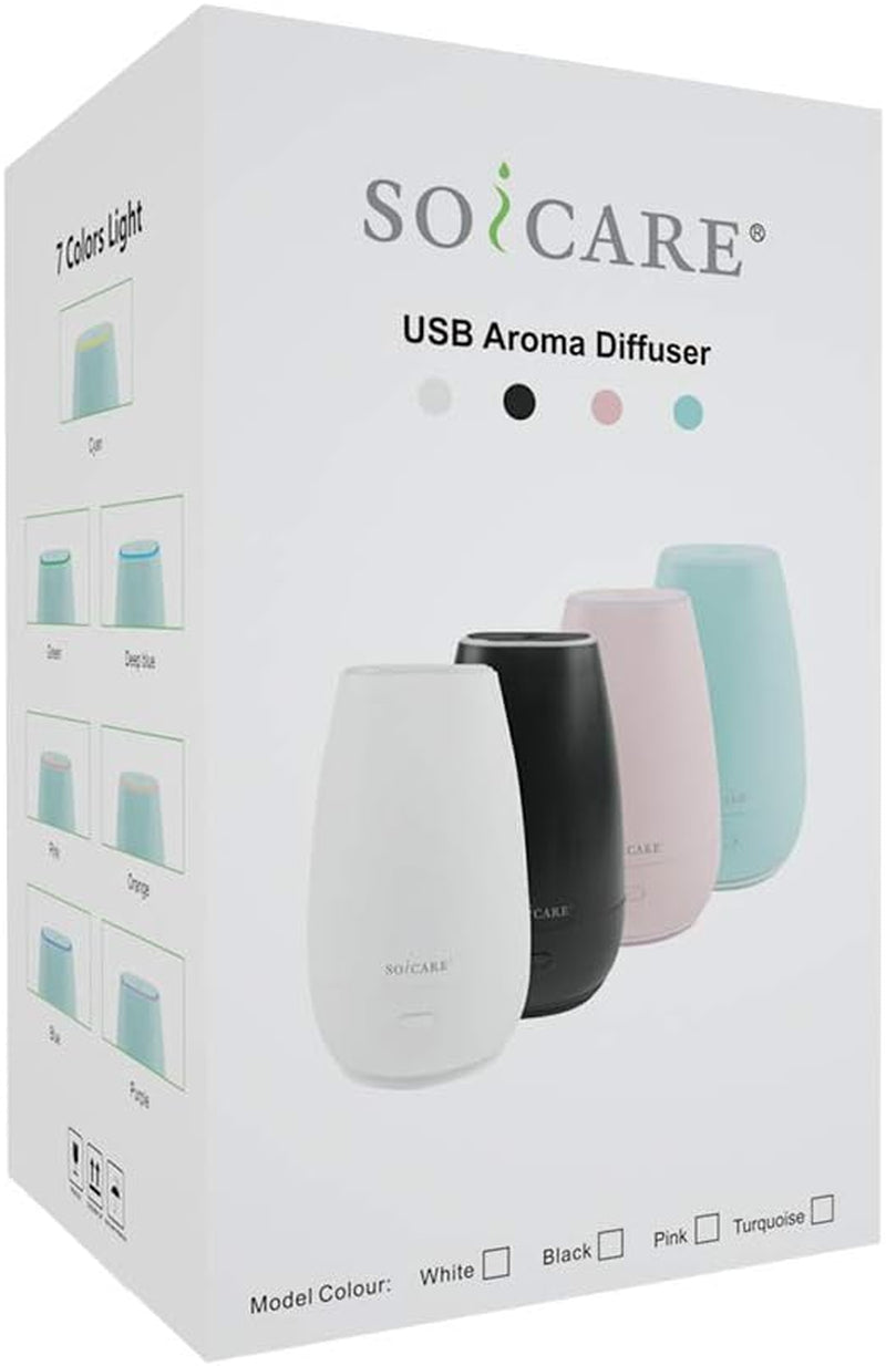 Car Diffuser (2Nd Generation), Small Portable Car Essential Oil Diffuser with Built-In USB Cable, Mini Aromatherapy Air Scent Humidifier Diffuser for Travel/Office/Home (Elegant Black)