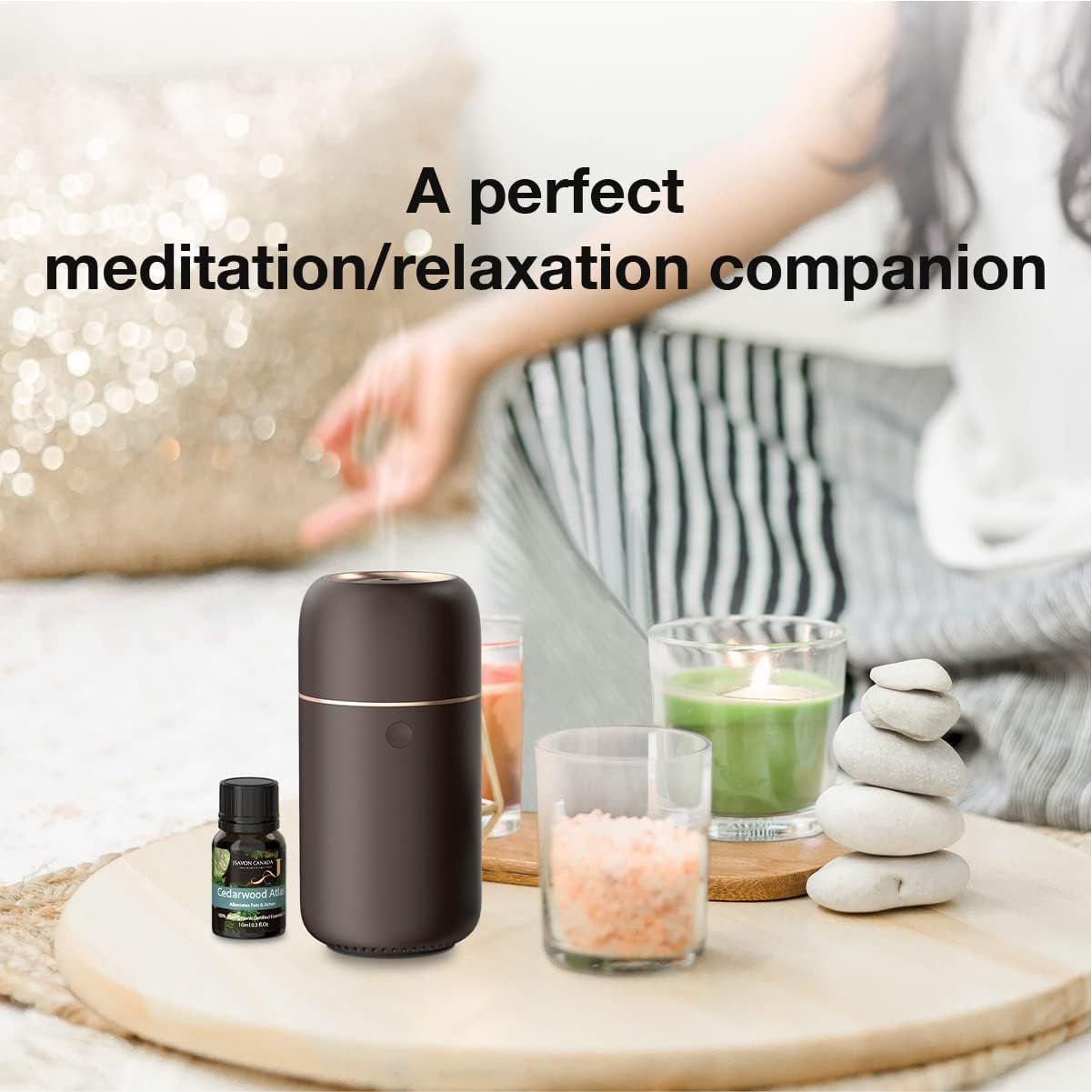 Premium Cordless Essential Oil Diffuser (Space Grey) | Chic Aluminum Alloy Luxury Diffuser Humidifier | 65Ml Capacity, 3 Lighting Modes, Rechargeable, Battery Powered, Portable