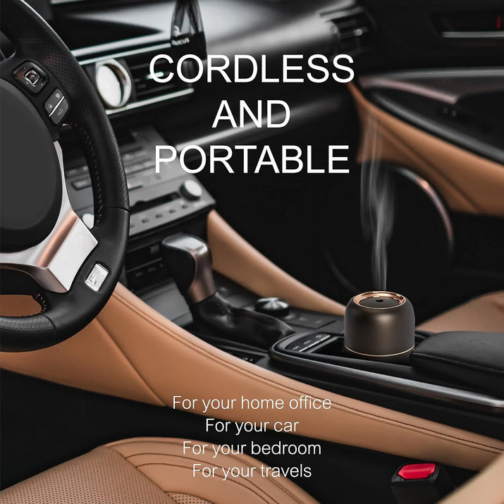 Premium Cordless Essential Oil Diffuser (Space Grey) |  Chic Aluminum Alloy Luxury Diffuser Humidifier | 65Ml Capacity, 3 Lighting Modes, Rechargeable, Battery Powered, Portable