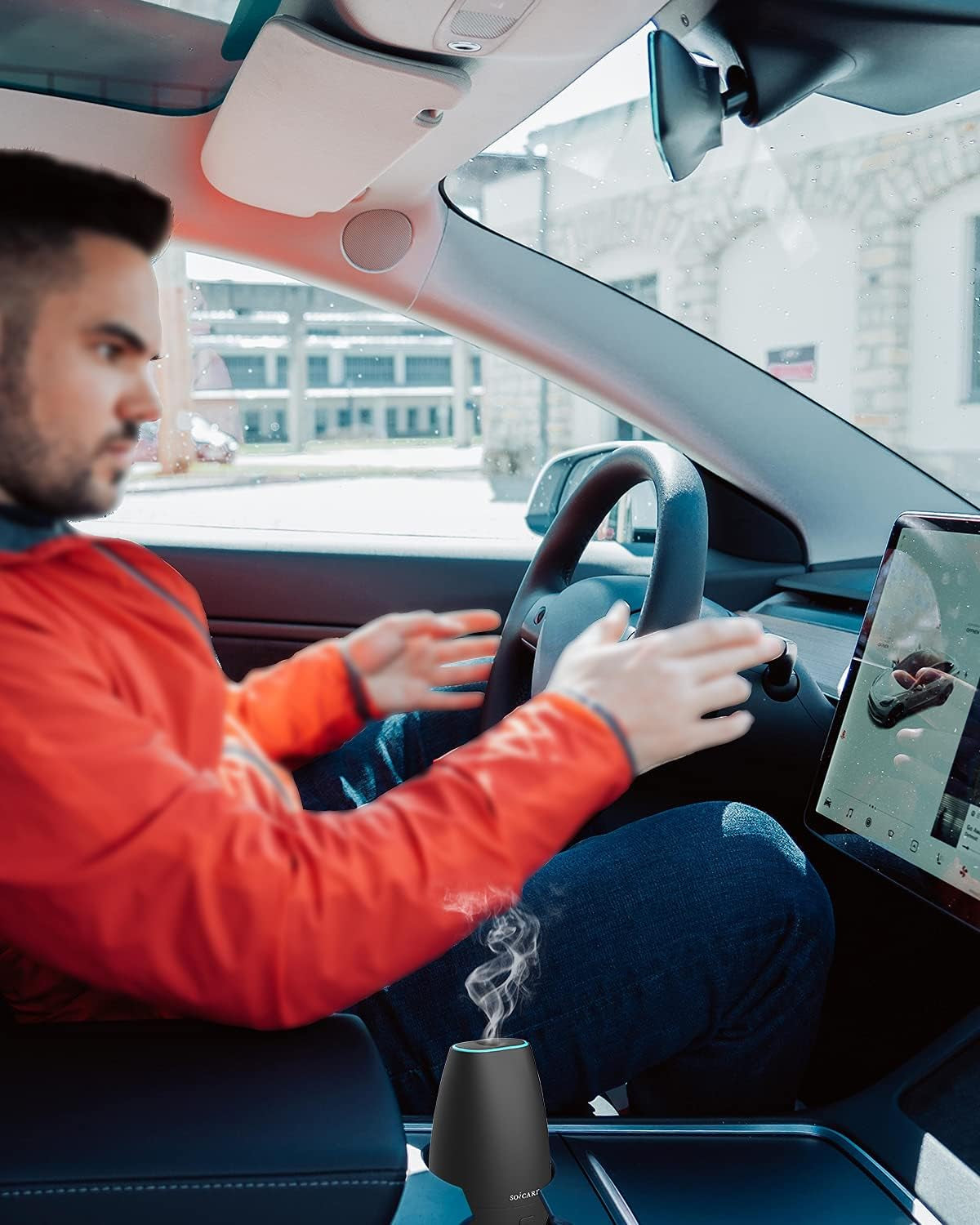 Car Diffuser (2Nd Generation), Small Portable Car Essential Oil Diffuser with Built-In USB Cable, Mini Aromatherapy Air Scent Humidifier Diffuser for Travel/Office/Home (Elegant Black)