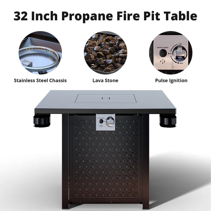 Fire Pits Outdoor Gas Fire Pit, 50,000 BTU Steel Fire Table