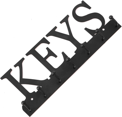 Key Holder Wall Mounted Key Hooks for Wall Decorative with 7 Hooks Black Metal Key Organizer Rack Hanger for Entryway, Front Door, Hallway, Office 10X3.7 Inches