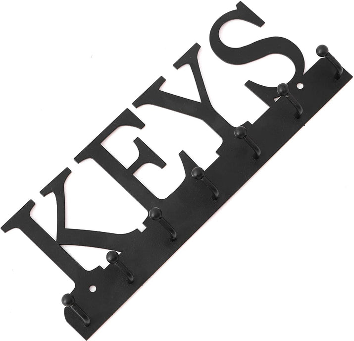 Key Holder Wall Mounted Key Hooks for Wall Decorative with 7 Hooks Black Metal Key Organizer Rack Hanger for Entryway, Front Door, Hallway, Office 10X3.7 Inches