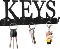 Key Holder Wall Mounted Key Hooks for Wall Decorative with 7 Hooks Black Metal Key Organizer Rack Hanger for Entryway, Front Door, Hallway, Office 10X3.7 Inches