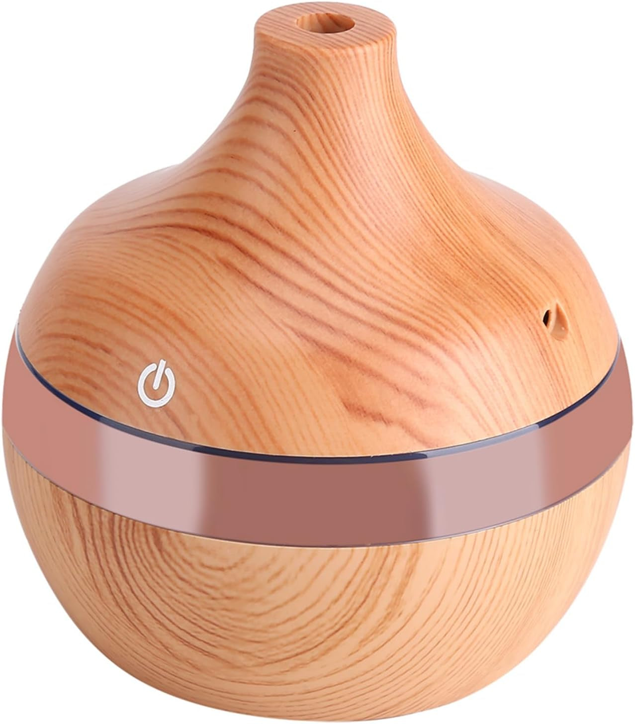 Wood Grain Aromatherapy Essential Oil Diffuser with Time Delay, USB LED Touch Air Humidifier Purifier, Decorative 300Ml Vase Cool Mist Magic 7 Colors LED Night Light