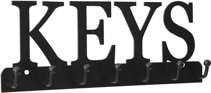 Key Holder Wall Mounted Key Hooks for Wall Decorative with 7 Hooks Black Metal Key Organizer Rack Hanger for Entryway, Front Door, Hallway, Office 10X3.7 Inches
