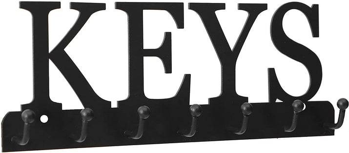 Key Holder Wall Mounted Key Hooks for Wall Decorative with 7 Hooks Black Metal Key Organizer Rack Hanger for Entryway, Front Door, Hallway, Office 10X3.7 Inches