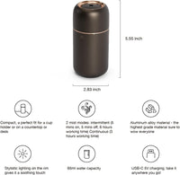 Premium Cordless Essential Oil Diffuser (Space Grey) |  Chic Aluminum Alloy Luxury Diffuser Humidifier | 65Ml Capacity, 3 Lighting Modes, Rechargeable, Battery Powered, Portable