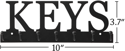 Key Holder Wall Mounted Key Hooks for Wall Decorative with 7 Hooks Black Metal Key Organizer Rack Hanger for Entryway, Front Door, Hallway, Office 10X3.7 Inches