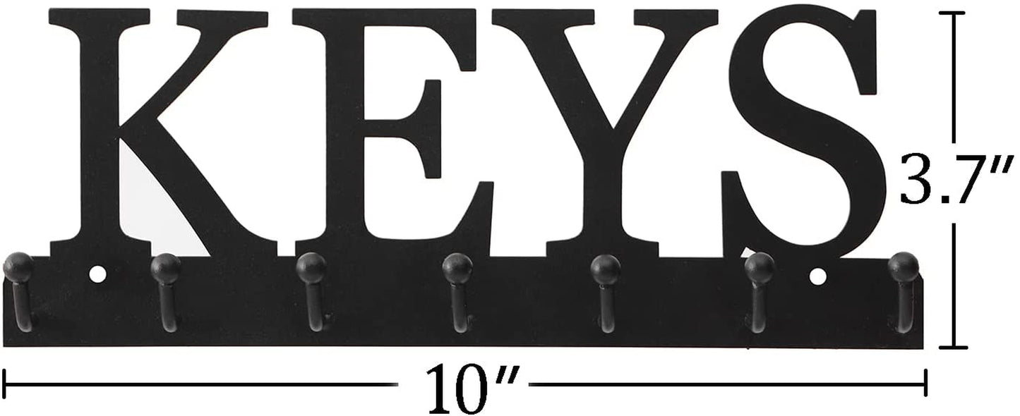 Key Holder Wall Mounted Key Hooks for Wall Decorative with 7 Hooks Black Metal Key Organizer Rack Hanger for Entryway, Front Door, Hallway, Office 10X3.7 Inches
