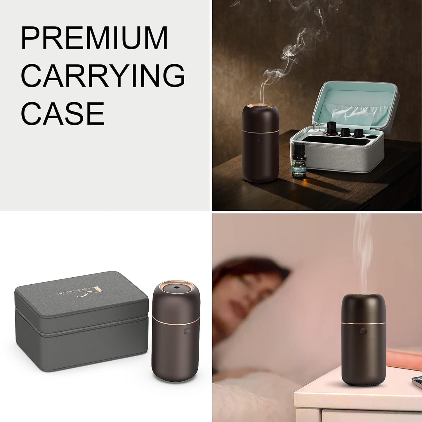 Premium Cordless Essential Oil Diffuser (Space Grey) |  Chic Aluminum Alloy Luxury Diffuser Humidifier | 65Ml Capacity, 3 Lighting Modes, Rechargeable, Battery Powered, Portable