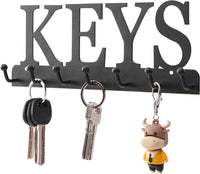 Key Holder Wall Mounted Key Hooks for Wall Decorative with 7 Hooks Black Metal Key Organizer Rack Hanger for Entryway, Front Door, Hallway, Office 10X3.7 Inches